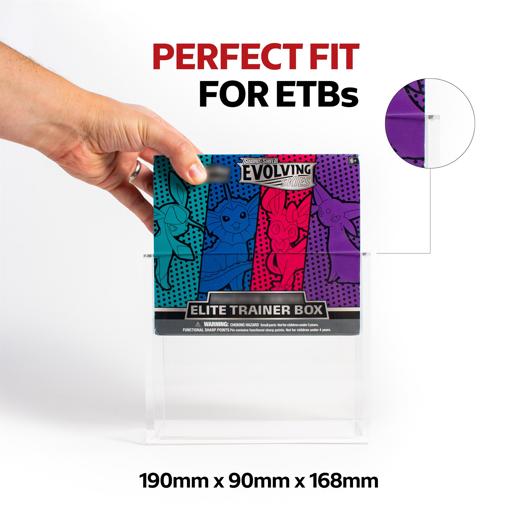 Precision-fit acrylic display case for Elite Trainer Boxes